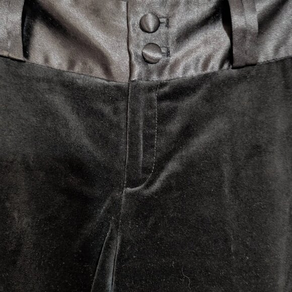 Banana Republic Black Velvet Tuxedo Pants Women’s 2 Wide Leg Flare Satin Trim - Picture 5 of 14